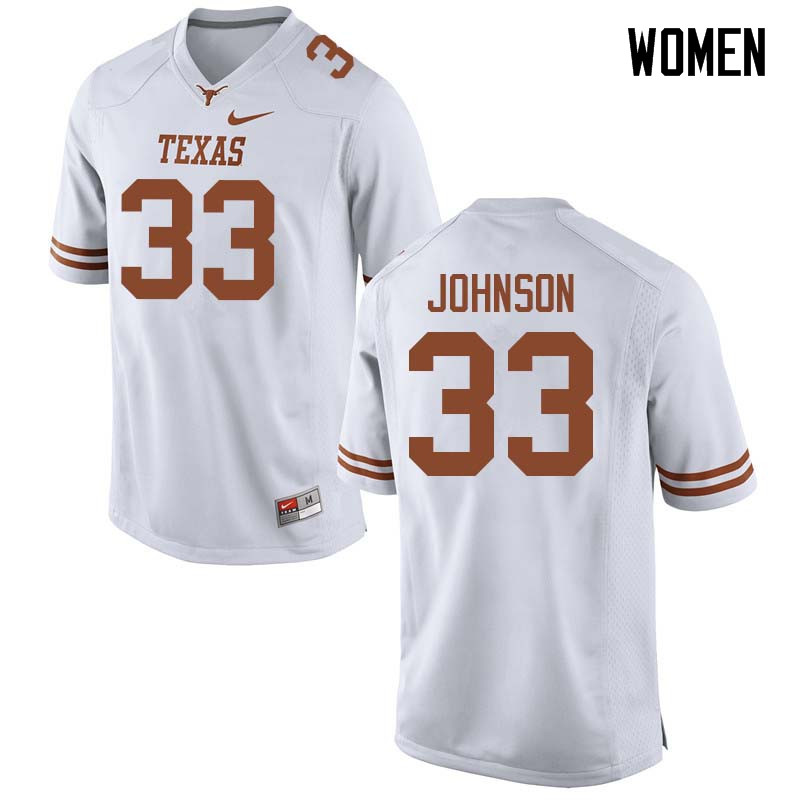Women #33 Gary Johnson Texas Longhorns College Football Jerseys Sale-White